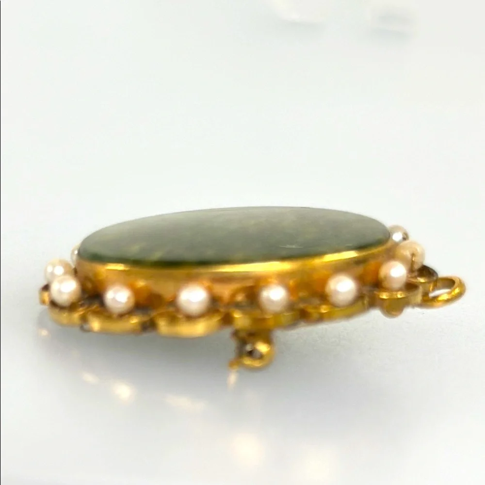 Vintage CARLA 12k GF Green Stone Pendant with Pearls​ ✨